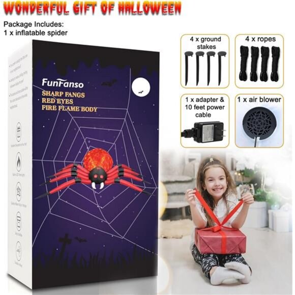 12FT Halloween Inflatable Spider Outdoor Decorations for Yard, Giant Blow Up - Picture 6 of 7